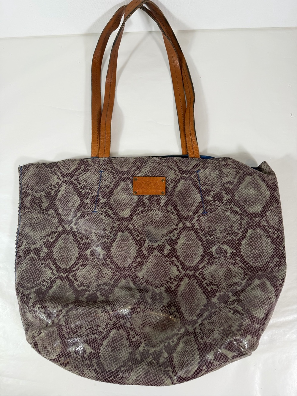 Patricia Nash Leather Python Snake Print Tote Bag